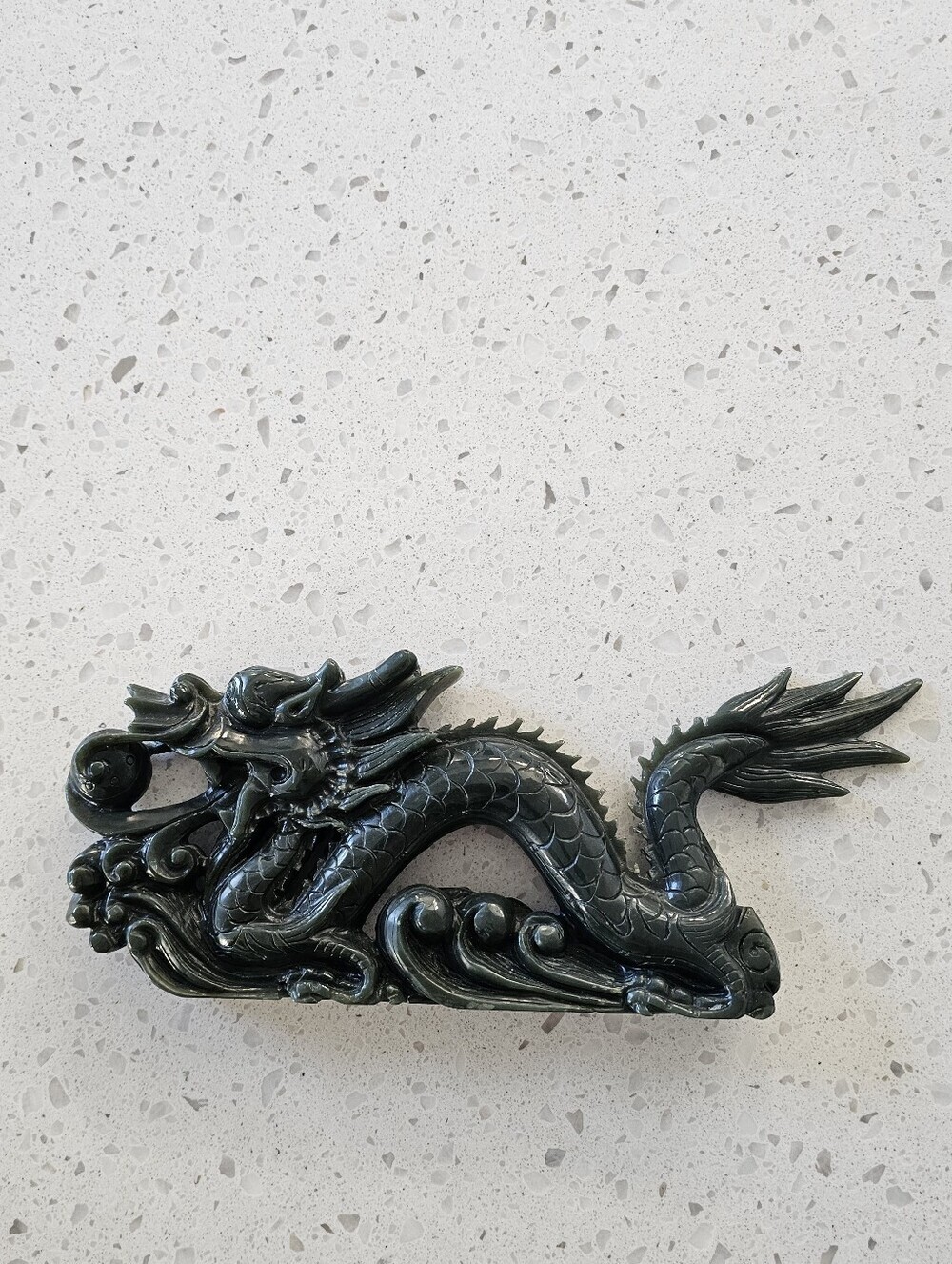 Rare Natural Nephrite Jade Carved Chinese Dragon Statue- Hand Carved Sculpture